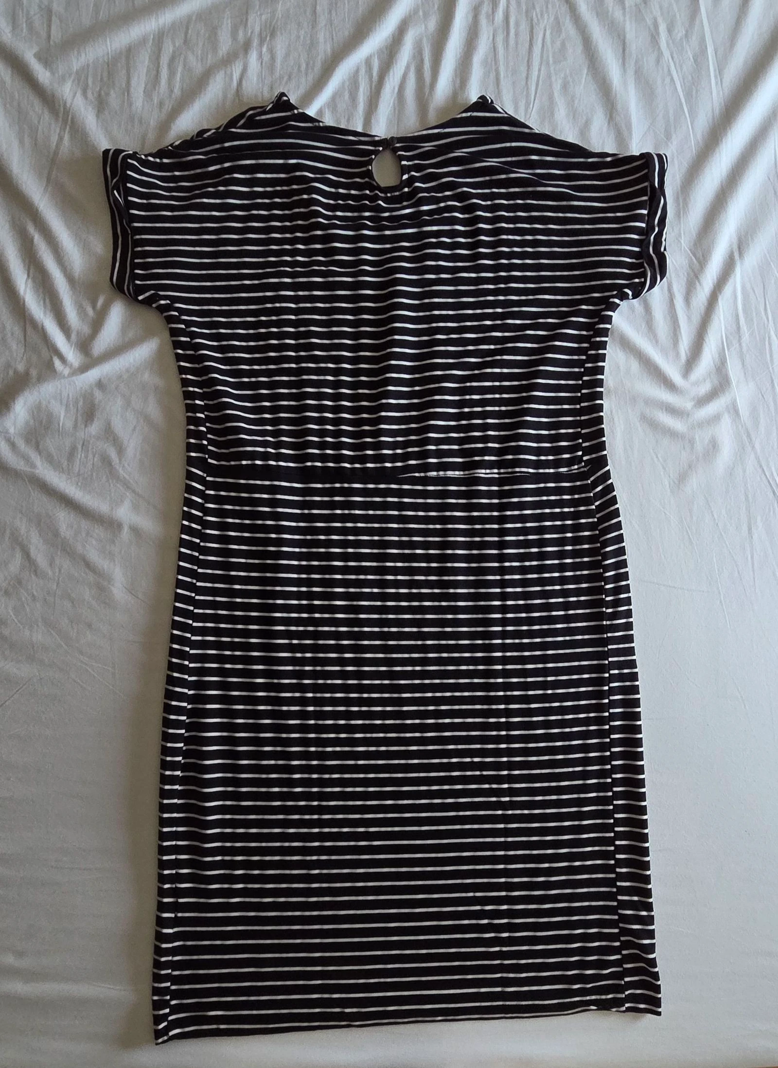 Vestido marinero negro y blanco L 40 vestido corto fluido a rayas – photo 3